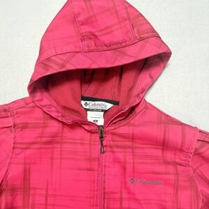 Columbia Full Zip Hooded Jacket Plaid Activewear Coat Pink Women's M,‎ Fashion